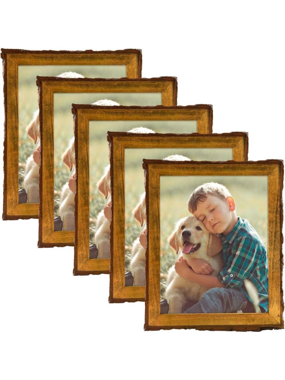 Rustic Brown 8x10 Picture Frame - Solid Wood with Bark Edge & Glass Display